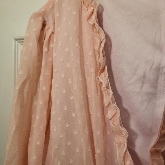 Unbranded Baby Doll Chiffon Swiss Dot Ruffle Open Back Dress XL Pink NEW - Picture 5 of 10